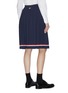 Back View - Click To Enlarge - THOM BROWNE  - Contrast stripe pleated skirt