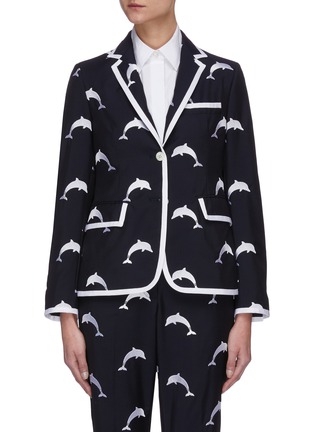 Main View - Click To Enlarge - THOM BROWNE  - Dolphin Embroidered Jacket