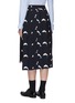 Back View - Click To Enlarge - THOM BROWNE  - Drop back dolphin embroidered pleated skirt