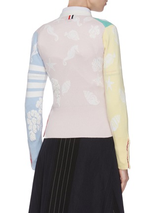 Back View - Click To Enlarge - THOM BROWNE  - Ocean intarsia cashmere cardigan