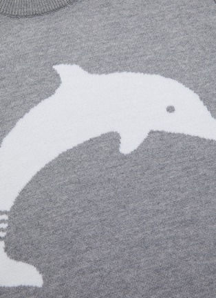  - THOM BROWNE  - Dolphin embroidered stripe sleeve sweatshirt