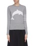 Main View - Click To Enlarge - THOM BROWNE  - Dolphin embroidered stripe sleeve sweatshirt