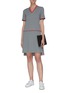 Figure View - Click To Enlarge - THOM BROWNE  - Variegated crochet trim knit polo dress