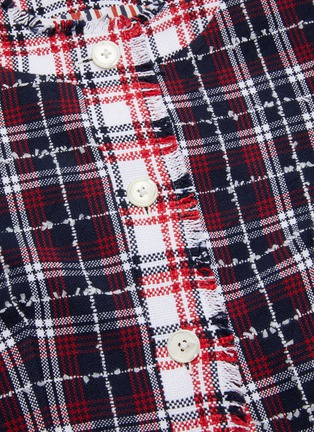  - THOM BROWNE  - Frayed contrast check tweed jacket