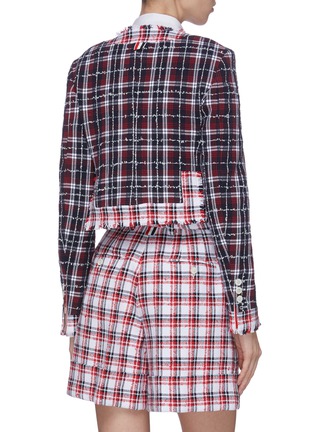 Back View - Click To Enlarge - THOM BROWNE  - Frayed contrast check tweed jacket