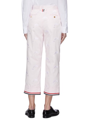Back View - Click To Enlarge - THOM BROWNE  - Dolphin embroidered cotton twill boyfriend chino pants