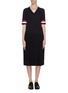 Main View - Click To Enlarge - THOM BROWNE  - Tricolour grosgrain cuff pleated bottom dress