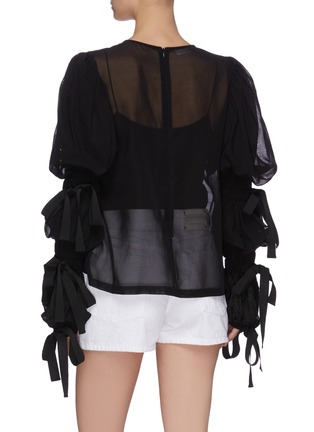 Back View - Click To Enlarge - DRIES VAN NOTEN - Embroidered ribbon balloon sleeve blouse
