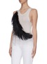 Front View - Click To Enlarge - DRIES VAN NOTEN - Long feather embellished mesh top