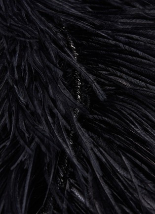  - DRIES VAN NOTEN - Long feather embellished sheer mesh mini skirt
