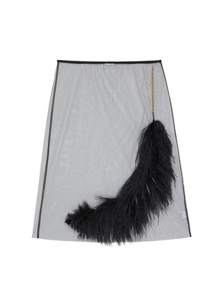 Main View - Click To Enlarge - DRIES VAN NOTEN - Long feather embellished sheer mesh mini skirt
