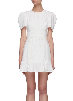 Main View - Click To Enlarge - C/MEO COLLECTIVE - Pronounce puff sleeve embroidered mini dress