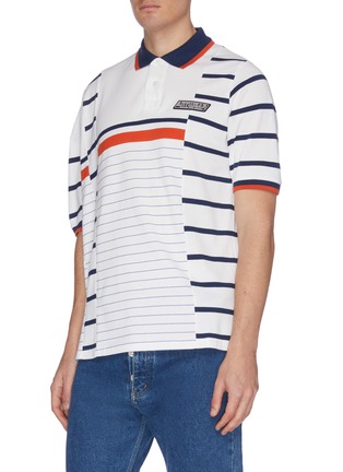 Front View - Click To Enlarge - MARTINE ROSE - Deconstructed stripe polo
