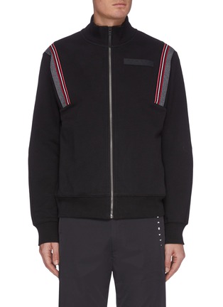 Main View - Click To Enlarge - PARTICLE FEVER - Stand collar shoulder stripe zip jacket