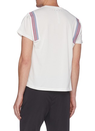 Back View - Click To Enlarge - PARTICLE FEVER - Quickdry shoulder stripe T-shirt