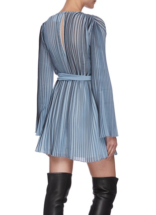 Back View - Click To Enlarge - C/MEO COLLECTIVE - Check print pleated long sleeve mini dress