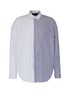 Main View - Click To Enlarge - JUUN.J - Colourblock stripe slogan embroidered button-up shirt