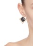 Front View - Click To Enlarge - VENNA - Square stud layered hoop earrings