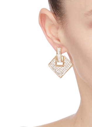 Front View - Click To Enlarge - VENNA - Square stud layered drop earrings