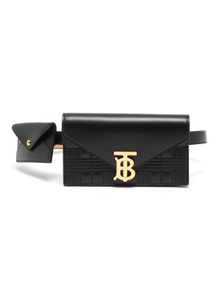 Main View - Click To Enlarge - BURBERRY - 'Envelope' monogram clasp quilted leather belt bag