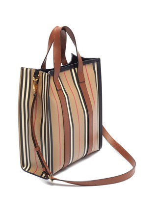 Detail View - Click To Enlarge - BURBERRY - 'Icon' stripe canvas tote bag