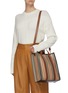 Front View - Click To Enlarge - BURBERRY - 'Icon' stripe canvas tote bag