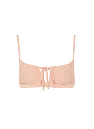 Main View - Click To Enlarge - PEONY - 'Apricot' gathered bow tie keyhole bralette