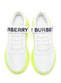 Detail View - Click To Enlarge - BURBERRY - 'Ronnie' logo strap fluorescent sole leather sneakers