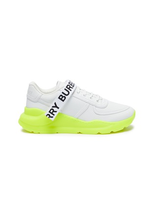 Main View - Click To Enlarge - BURBERRY - 'Ronnie' logo strap fluorescent sole leather sneakers