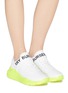 Figure View - Click To Enlarge - BURBERRY - 'Ronnie' logo strap fluorescent sole leather sneakers