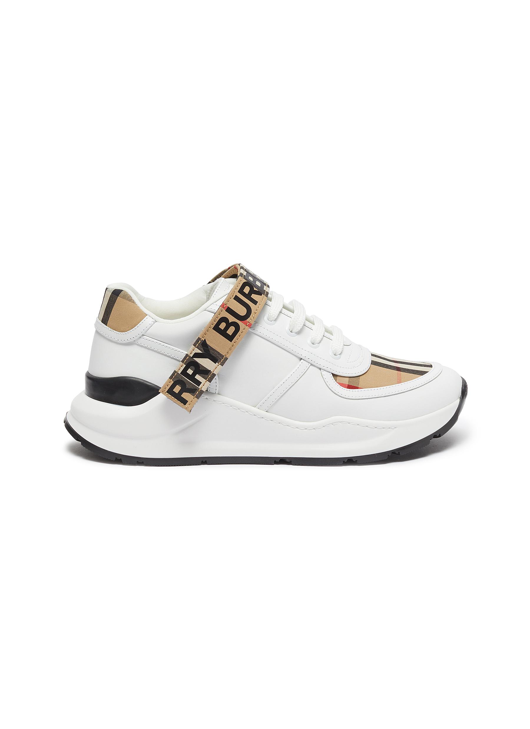 check logo leather sneakers | Women 