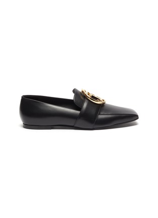 Main View - Click To Enlarge - BURBERRY - Logo embellished leather loafers