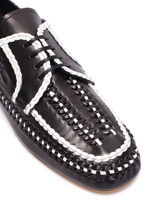 Detail View - Click To Enlarge - PRADA - 'Derby' bi-colour woven leather flats