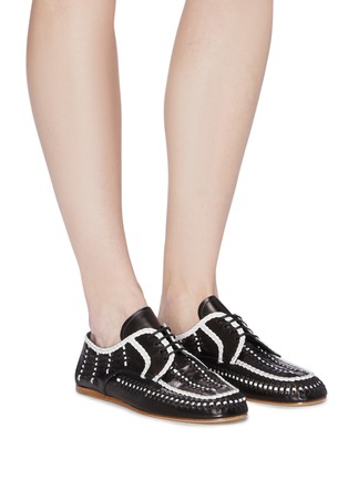 women's woven leather flats