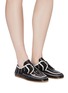 Figure View - Click To Enlarge - PRADA - 'Derby' bi-colour woven leather flats