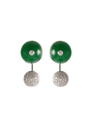 Main View - Click To Enlarge Main View - Click To Enlarge - SAMUEL KUNG - Diamond jade 18k white gold earrings