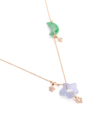 Detail View - Click To Enlarge - SAMUEL KUNG - Diamond jade 18k rose gold star and moon necklace – 18''
