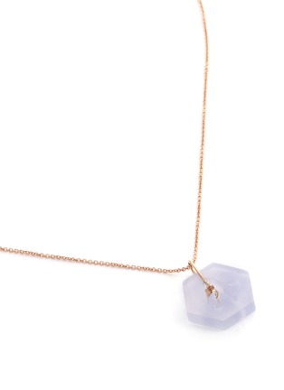Detail View - Click To Enlarge - SAMUEL KUNG - Diamond jade 18k rose gold hexagon necklace – 16''