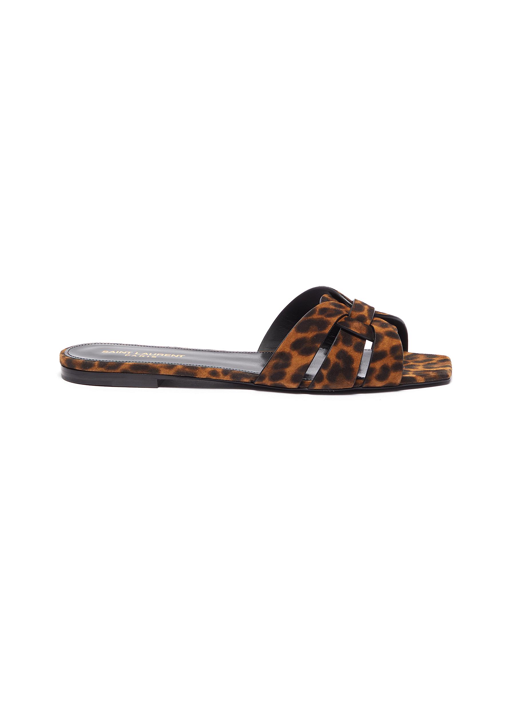 leopard print slides