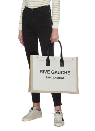 Figure View - Click To Enlarge - SAINT LAURENT - 'Rive Gauche' canvas leather tote bag