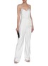 Figure View - Click To Enlarge - GALVAN LONDON - Slouchy belted V-neck satin jumpsuit