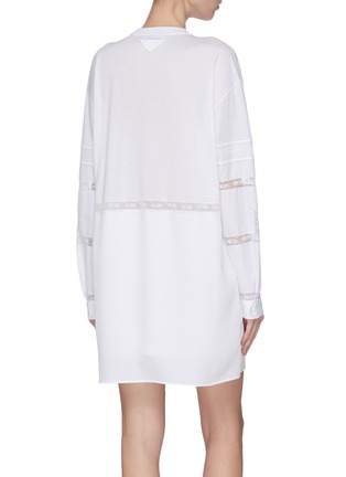Back View - Click To Enlarge - PRADA - Lace insert cotton nylon blend mini dress