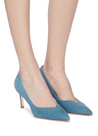 Figure View - Click To Enlarge - STUART WEITZMAN - 'Anny' sweetheart vamp suede pumps