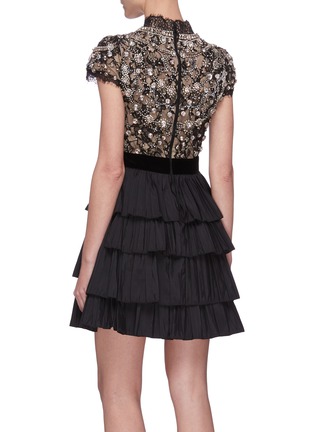 Back View - Click To Enlarge - ALICE & OLIVIA - 'Dorian' Crystal Embellished Tier Dress