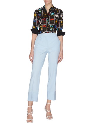 Figure View - Click To Enlarge - ALICE & OLIVIA - 'Willa' checked floral button up silk shirt