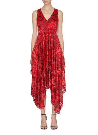 Main View - Click To Enlarge - ALICE & OLIVIA - 'Sammi floral double layer handkerchief dress