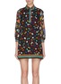 Main View - Click To Enlarge - ALICE & OLIVIA - 'Lalita' contrast stripe panel floral collar dress