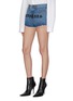 Front View - Click To Enlarge - VETEMENTS - 'Gothic' logo embroidered denim shorts