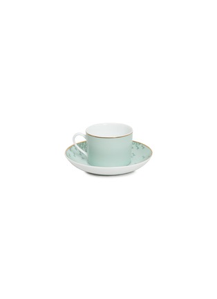 Main View - Click To Enlarge - ANDRÉ FU LIVING - Mid Century Rhythm Western Porcelain Tea Cup with Saucer – Sage Green