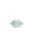 Main View - Click To Enlarge - ANDRÉ FU LIVING - Mid Century Rhythm Western Porcelain Tea Cup with Saucer – Sage Green